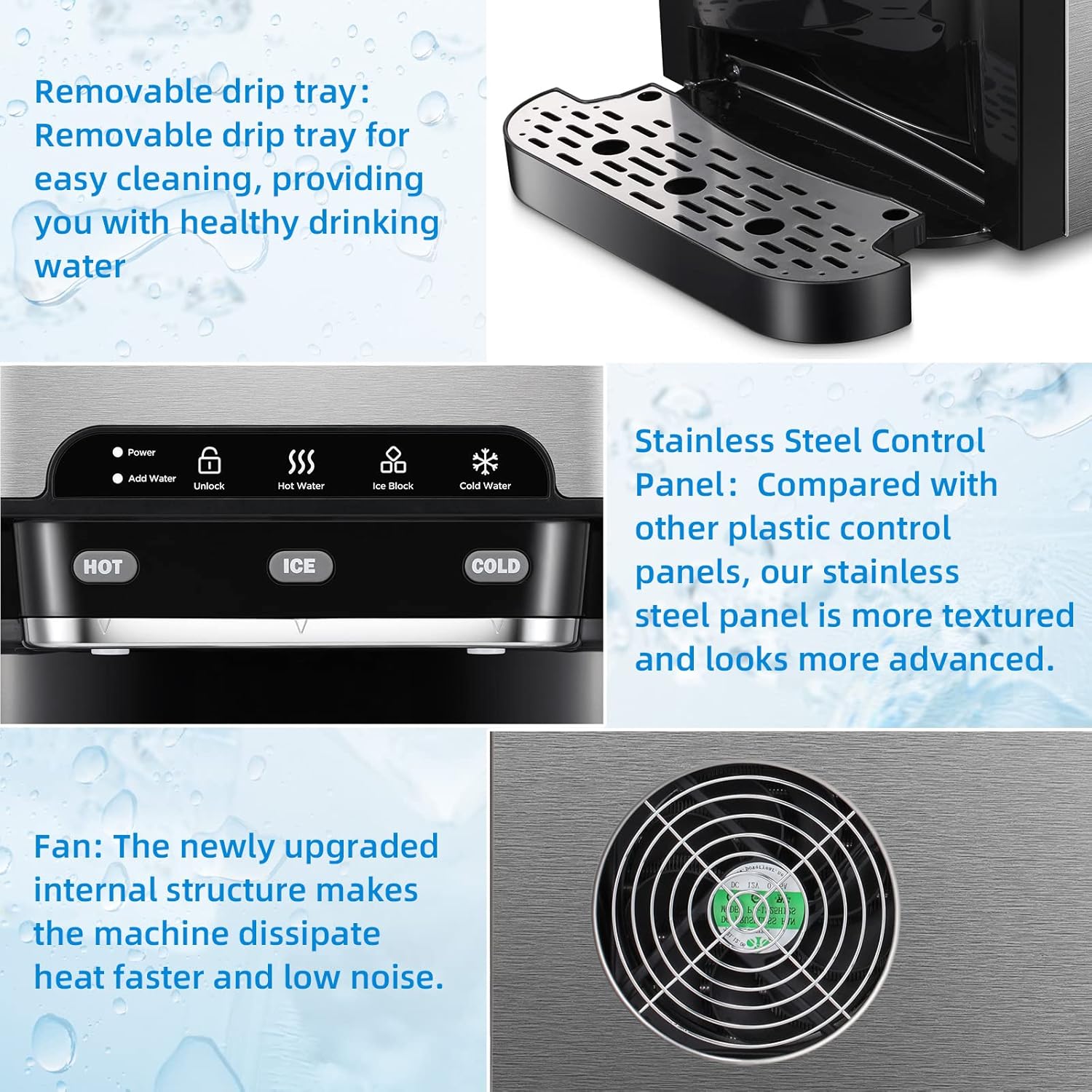 3-in-1 Top Loading Water Cooler Dispenser with Built-in Ice Maker A694
