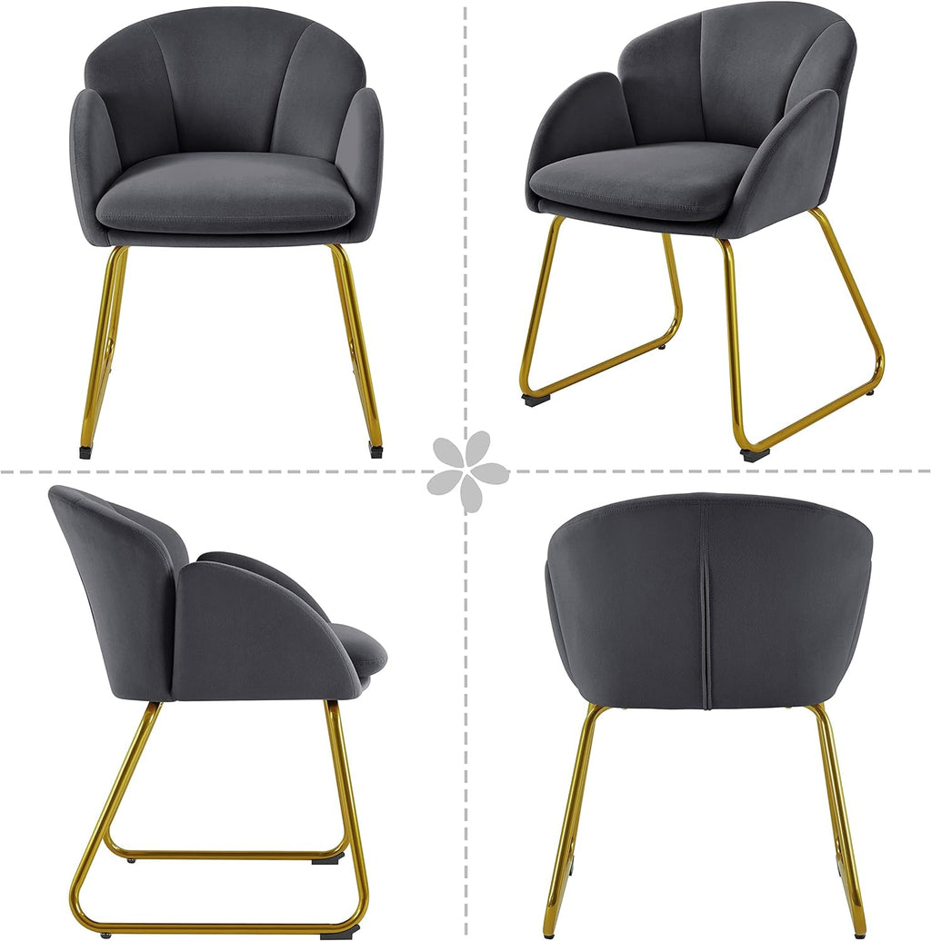 Dark Gray Velvet Barrel Accent Chair, Set Of 2 N693