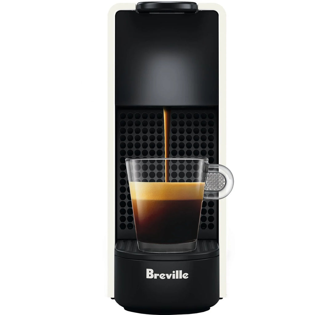 Nespresso Essenza Mini Single-Serve Machine in Pure White and Aeroccino Milk Frother in Black X385