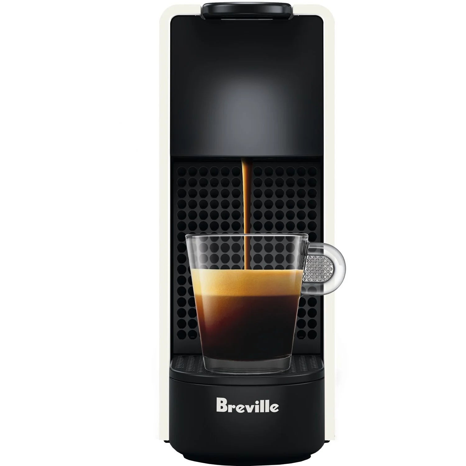 Nespresso Essenza Mini Single-Serve Machine in Pure White and Aeroccino Milk Frother in Black X385