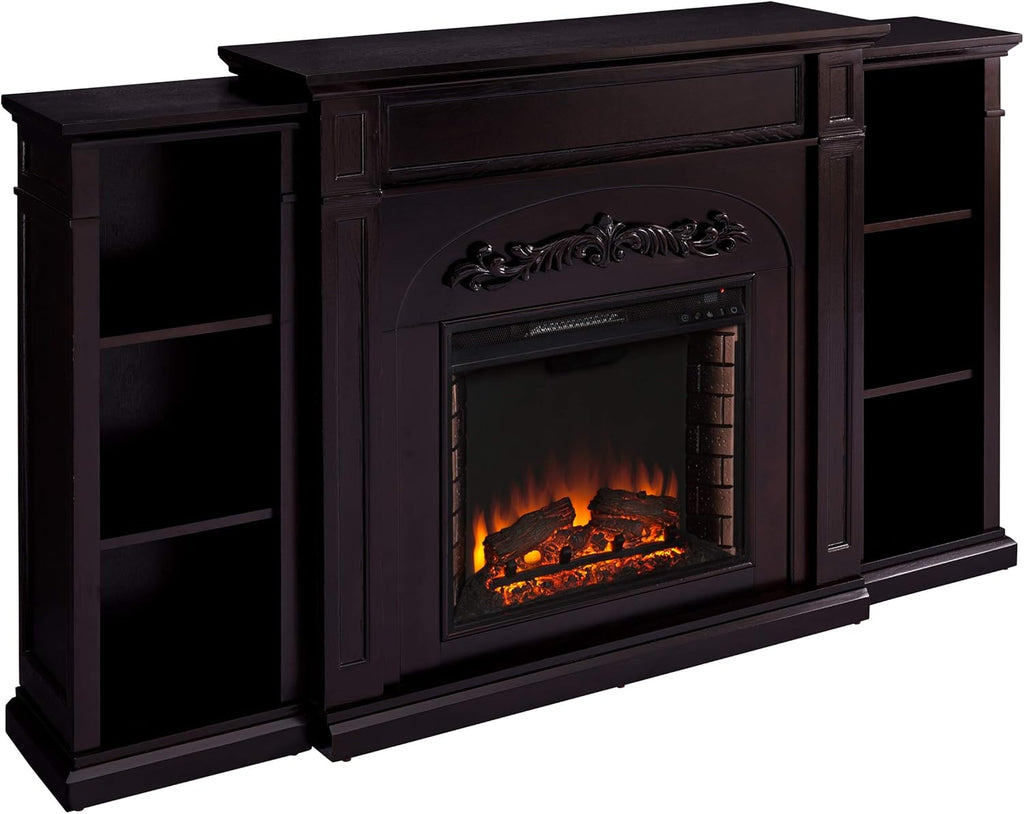 Espresso Electric Bookcases Fireplace D332367