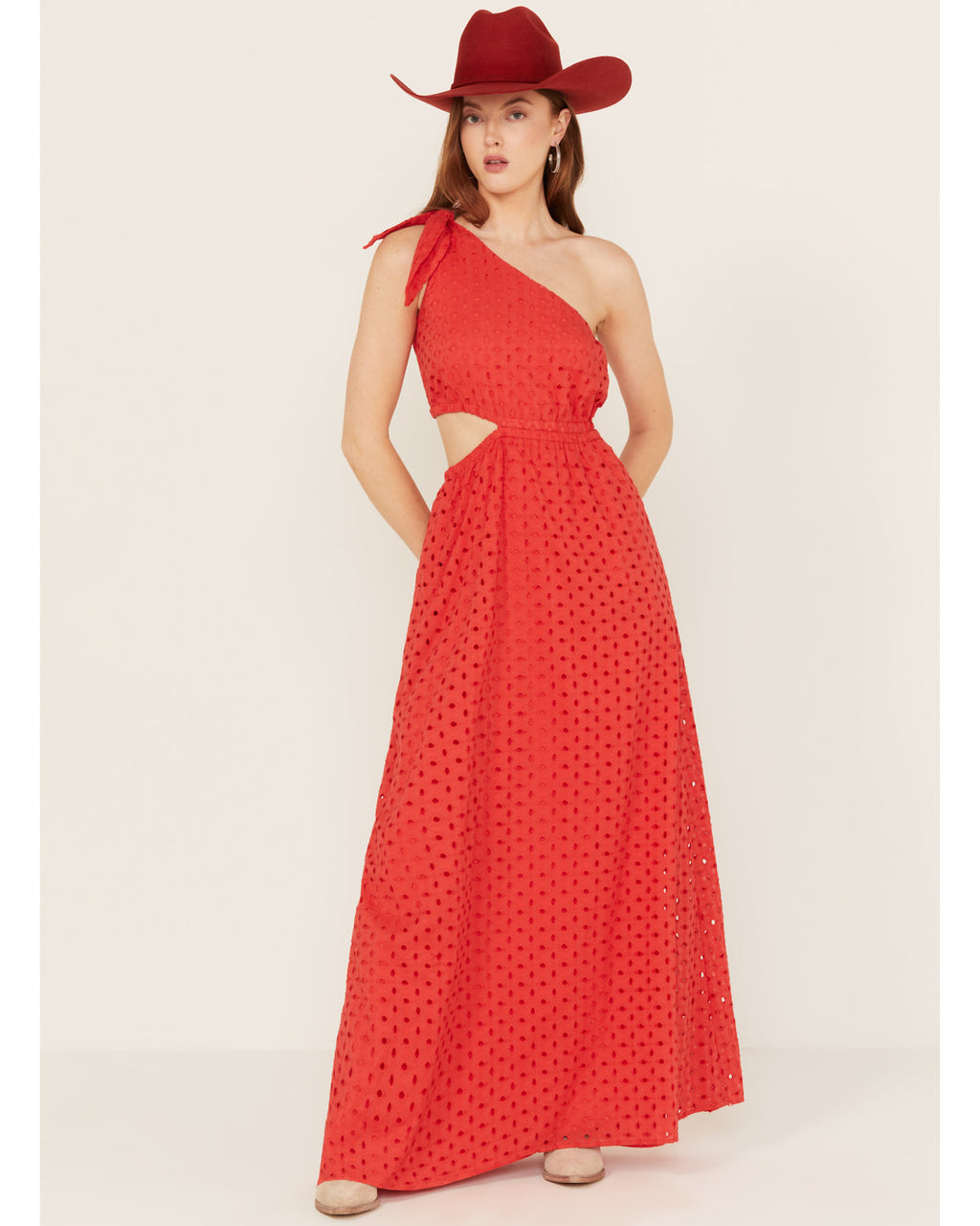 Red Sleeveless Maxi Dress Q99455