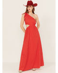 Red Sleeveless Maxi Dress Q99455