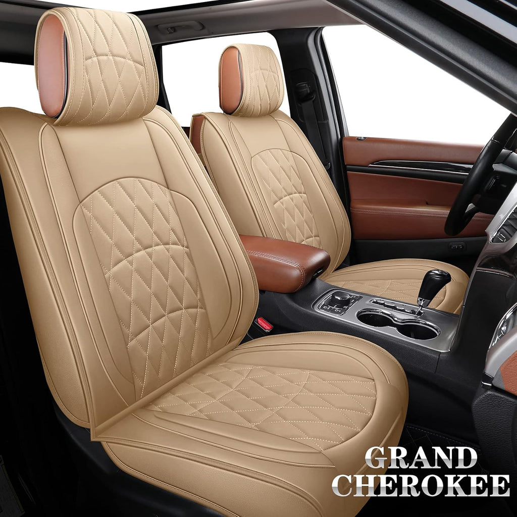 Jeep Grand Cherokee Front Seat Covers 2 PCS Waterproof Leather Black-Red M3392
