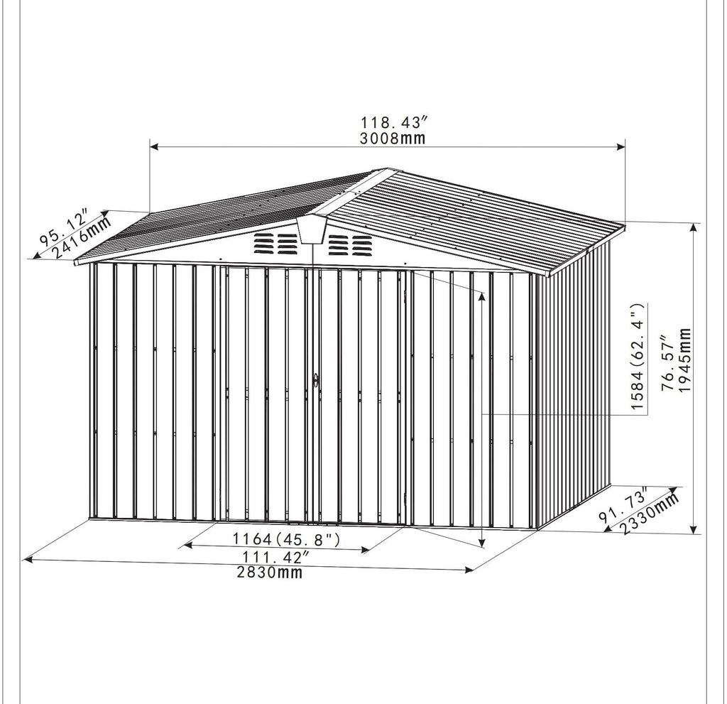Metal Garden Shed with Lockable Door H10895