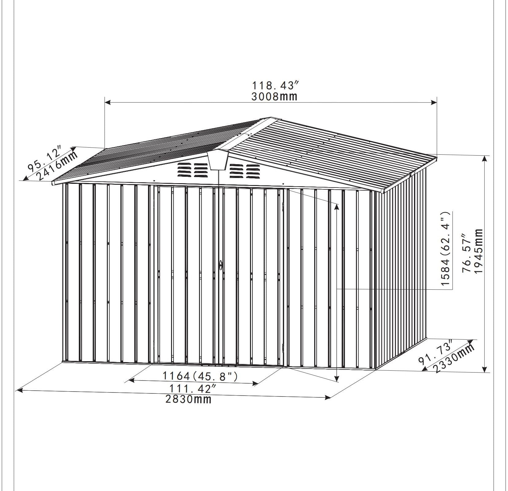 Metal Garden Shed with Lockable Door H10895