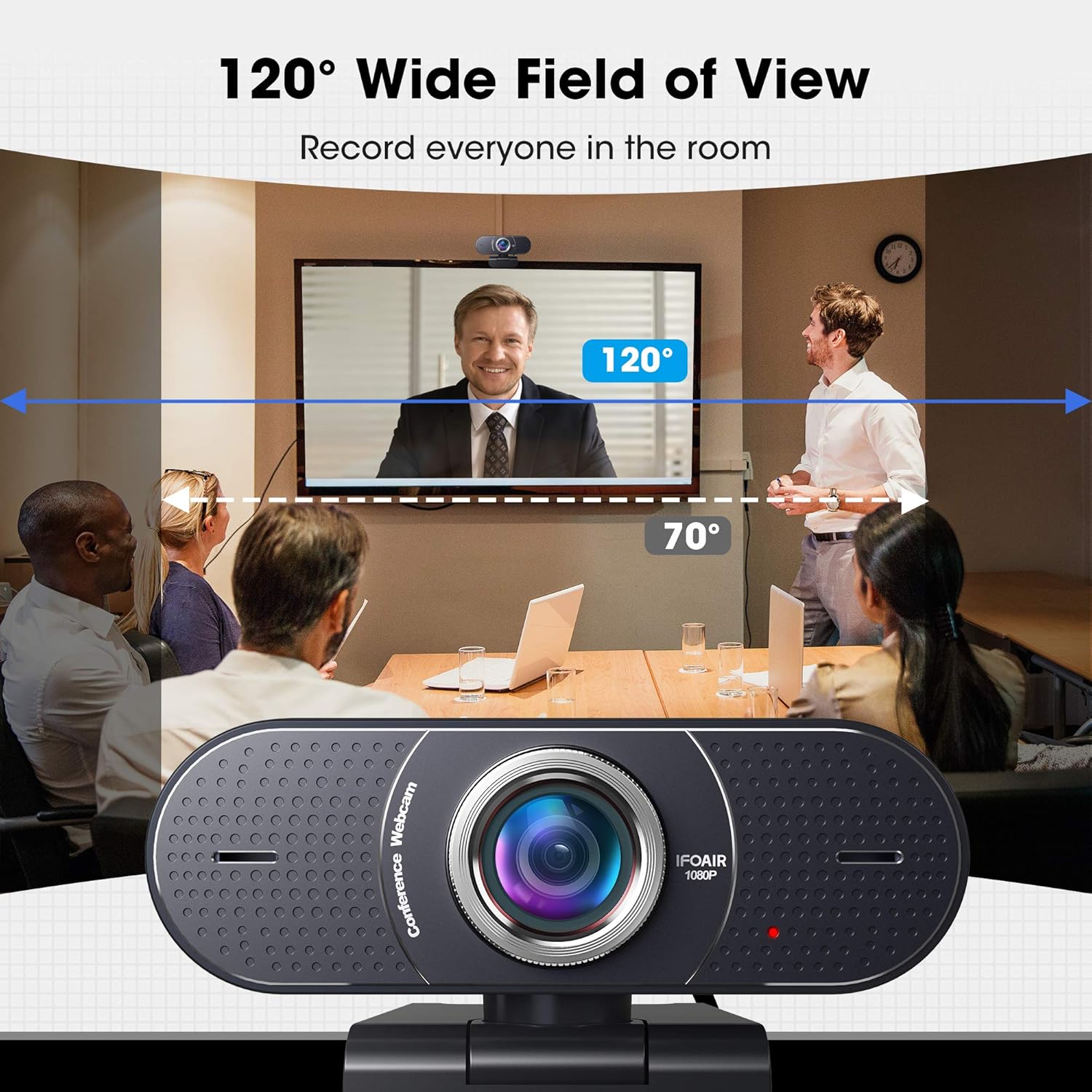1080P Webcam with Microphone USB, 120° Wide View U330503