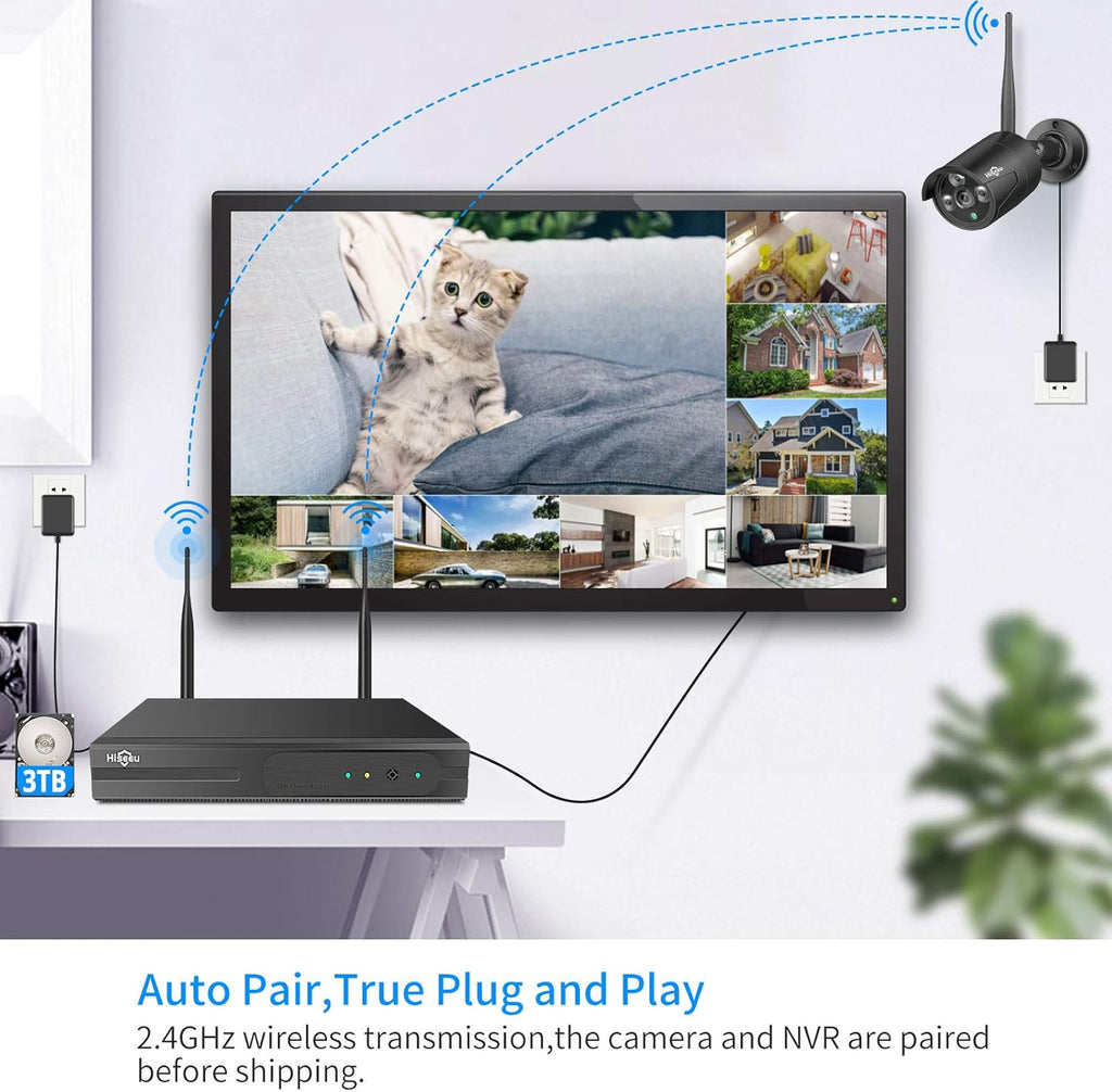 Wireless Security Camera System 8CH 1296P NVR 8Pcs 3MP Outdoor/Indoor WiFi Surveillance Camera with Night Vision I280125