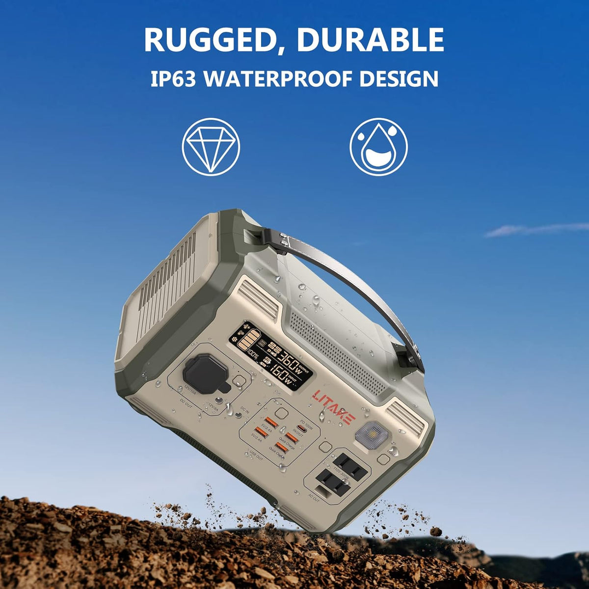 300W Portable Power Station with 2 AC Outlets Q986