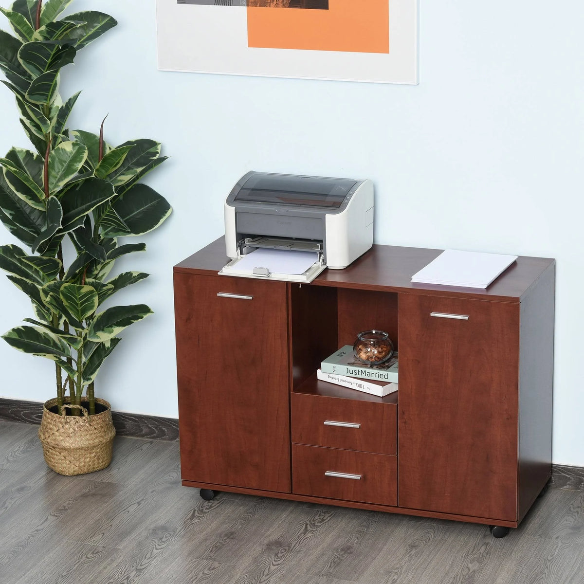 Black Mobile File Cabinet with Casters T25262