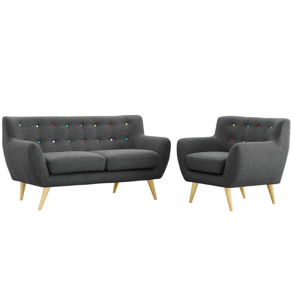 Grey Fabric Plywood Two PCS Living Room Set B909