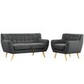 Grey Fabric Plywood Two PCS Living Room Set B909