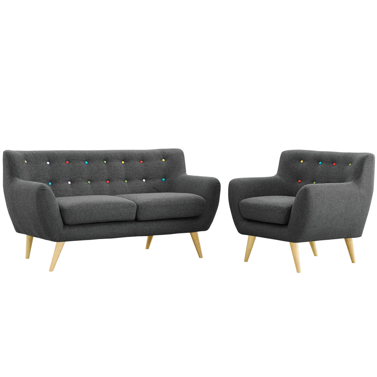 Grey Fabric Plywood Two PCS Living Room Set B909