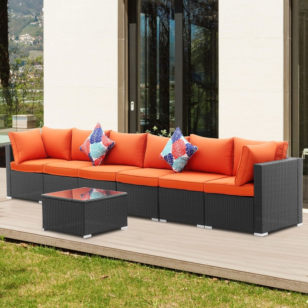 Blue 2-piece Wicker Sofa Conversation Set J858