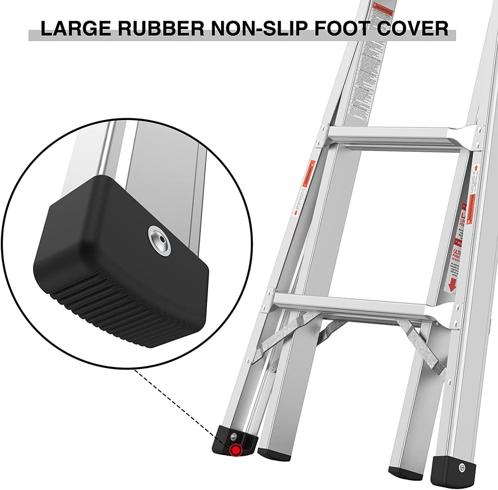 Folding Aluminum Ladder with Non-Slip Rubber, 250 lbs Weight Rating J69235
