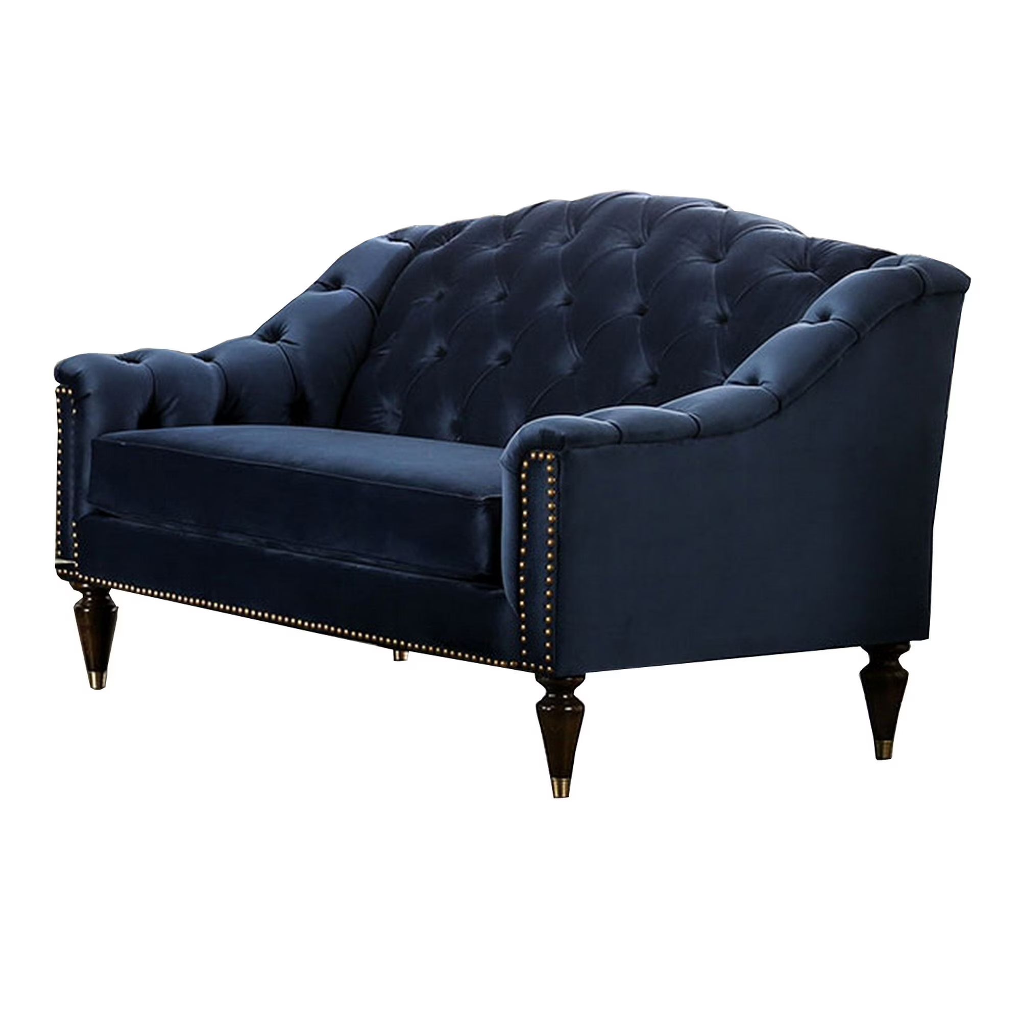 Blue & Gold Tufted Camelback Loveseat Z793087