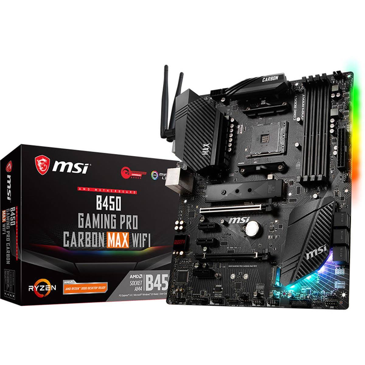 MSI B450 Gaming Pro Carbon Max WiFi AMD AM4 ATX Motherboard F39627