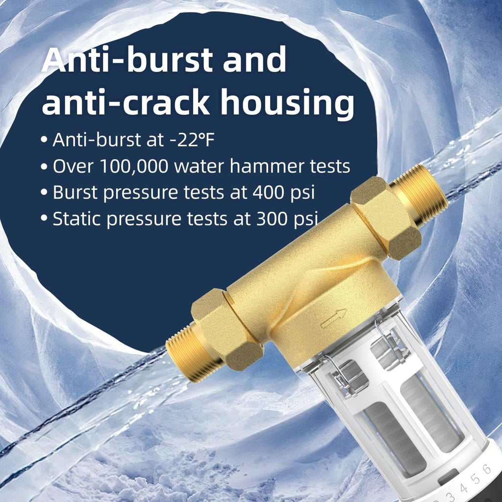 40-Micron Reusable Whole House Sediment Water Filter, Lead-Free Brass, Pack of 2 V692325