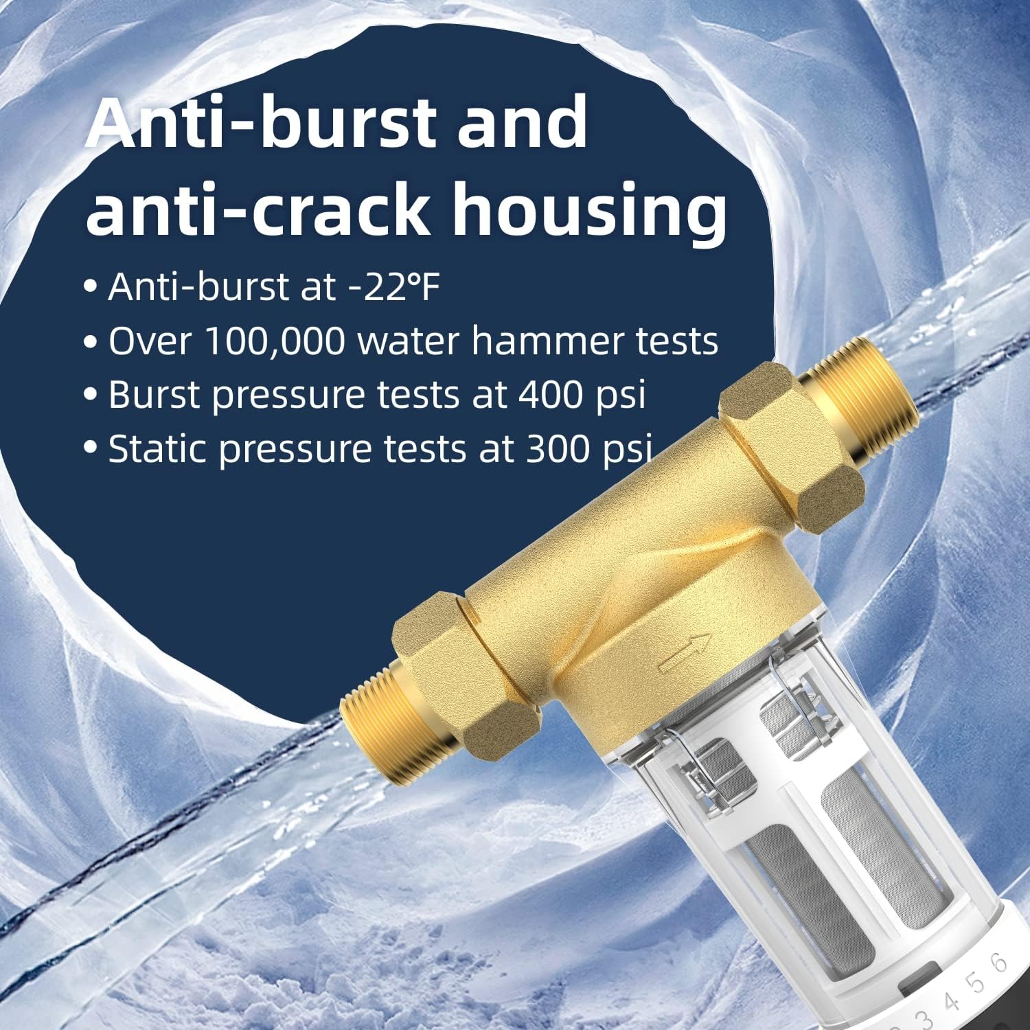 40-Micron Reusable Whole House Sediment Water Filter, Lead-Free Brass, Pack of 2 V692325