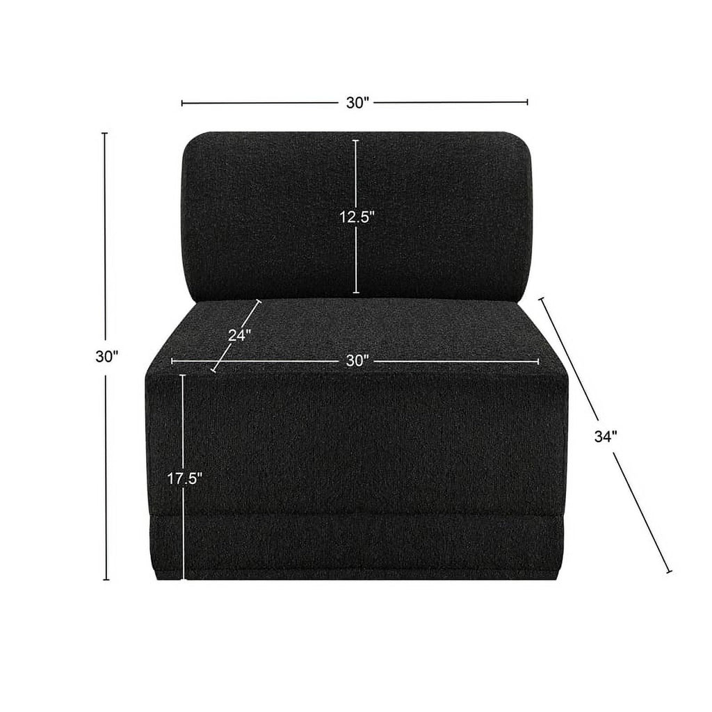Black Boucle Fabric Armless Chair X58231