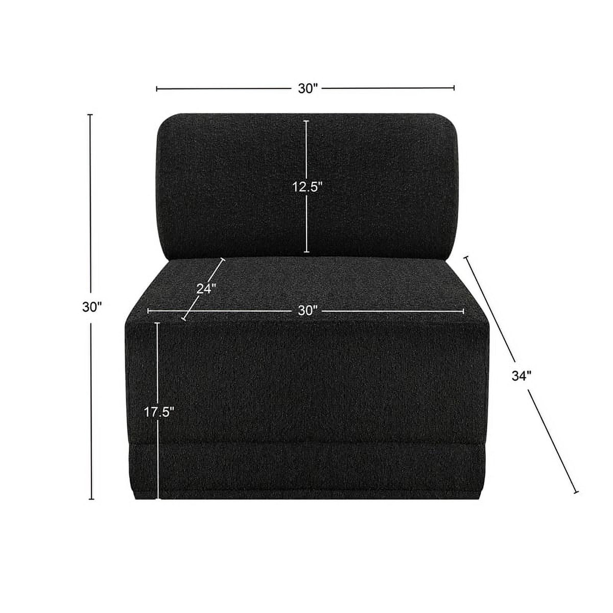 Black Boucle Fabric Armless Chair X58231