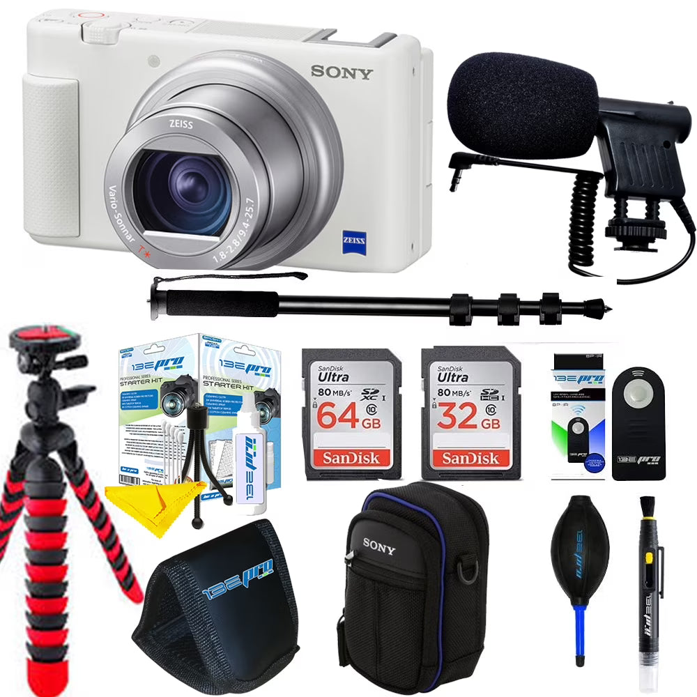 White Compact Digital 4K Camera Bundle I572986