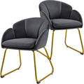 Dark Gray Velvet Barrel Accent Chair, Set Of 2 N693