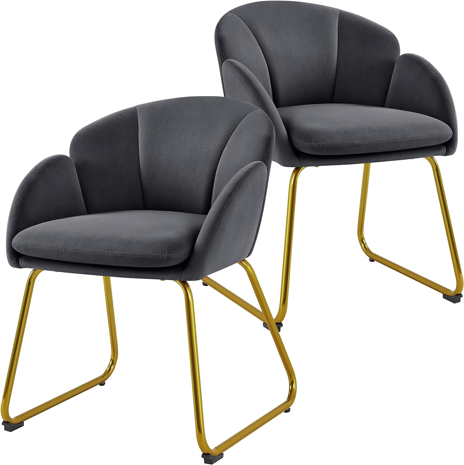 Dark Gray Velvet Barrel Accent Chair, Set Of 2 N693