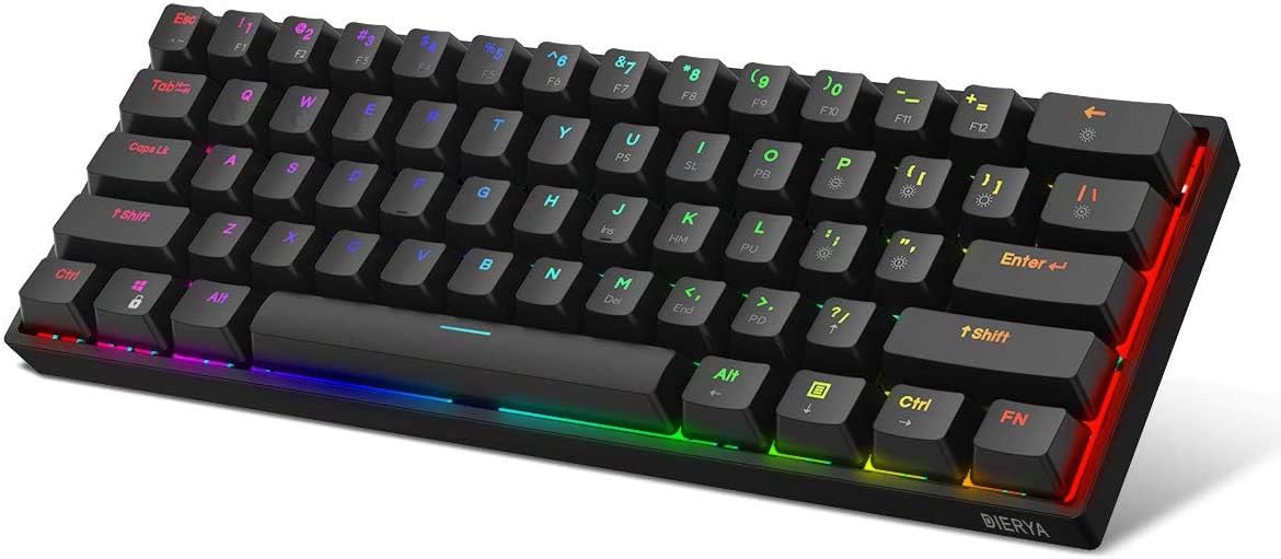 60% Mechanical Keyboard, RGB Backlit Wired PBT Keycap Waterproof Type-C Mini Compact 61 Keys, Pack of 2 H828