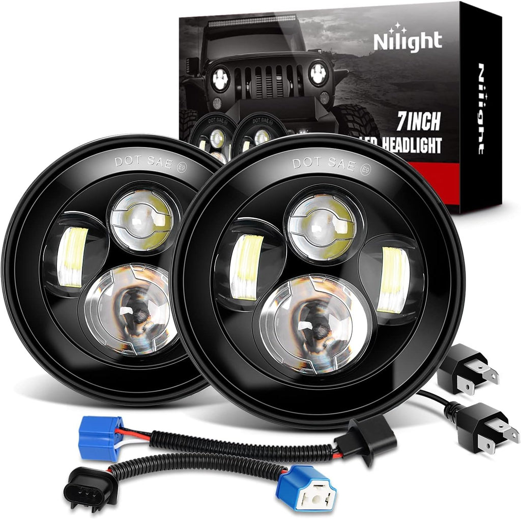 2PCS 7 Inch Round LED Headlight High Low Beam B627402