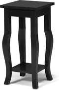 Black Wood Pedestal End Table with Curved Legs and Lower Shelf P406