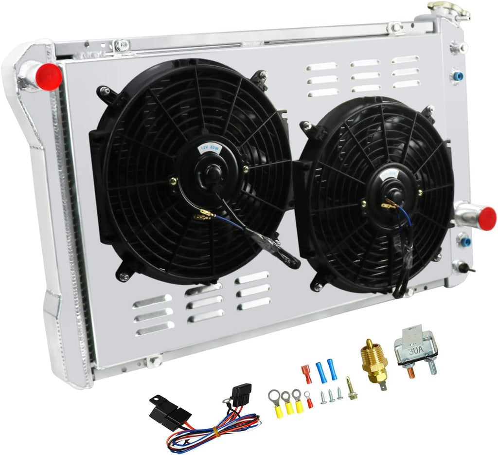 All Aluminum 4 Core Radiator with Shroud, Fan and Relay X345