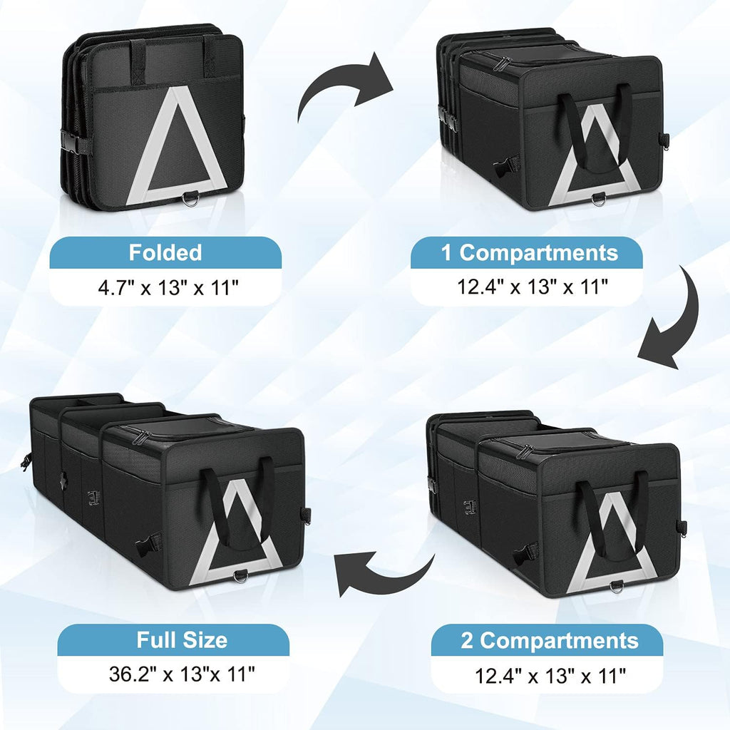 Black 85 L Collapsible Car Trunk Organizer with Cooler Bag A6514