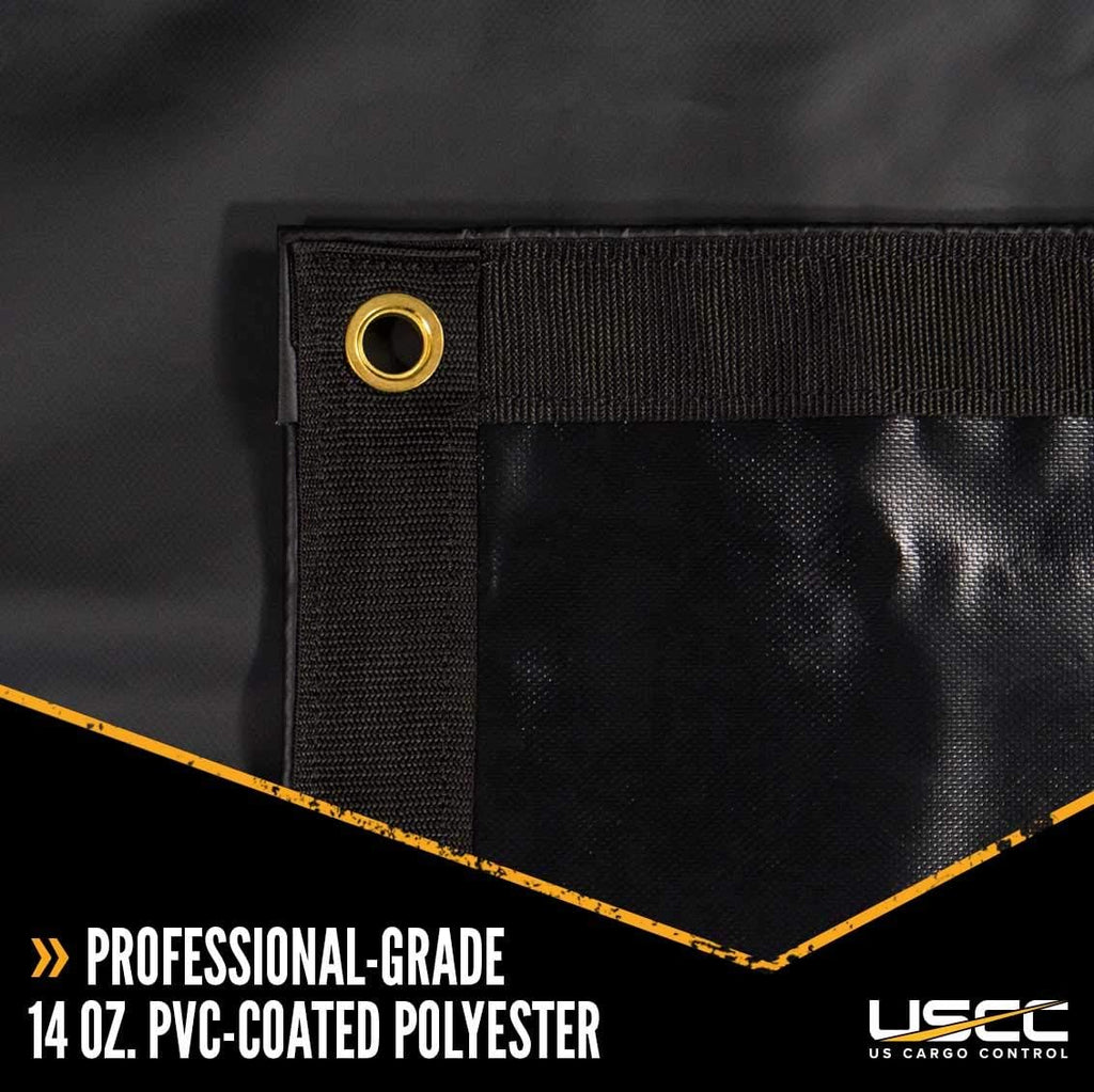 Black 14 Ounce Lumber Tarp with 8 Foot Drop and Flap P258