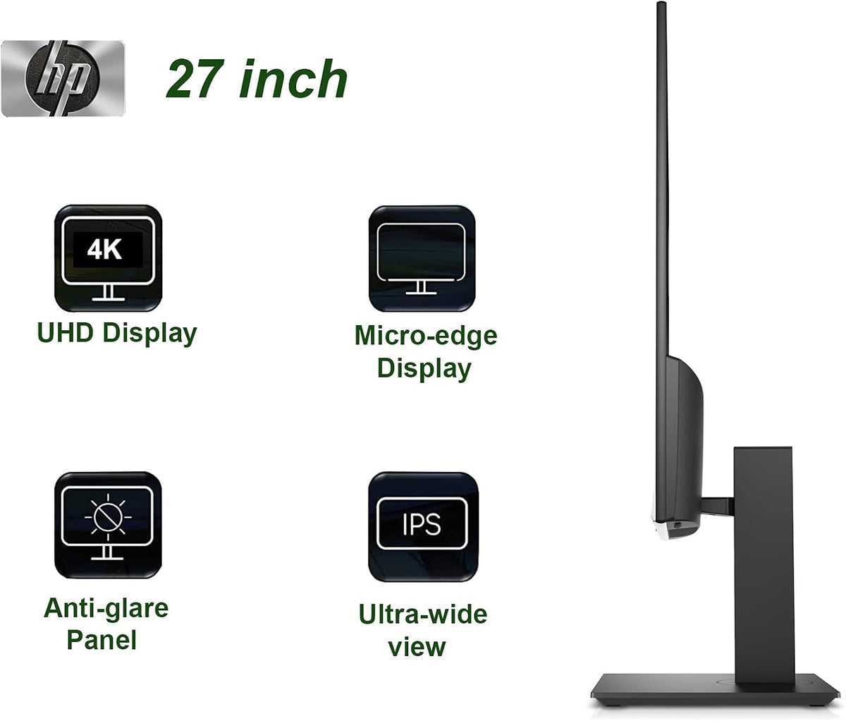 27 Inch 4K UHD Monitor, HDMI & Display Port, 5 ms Gray to Gray, Black T435490