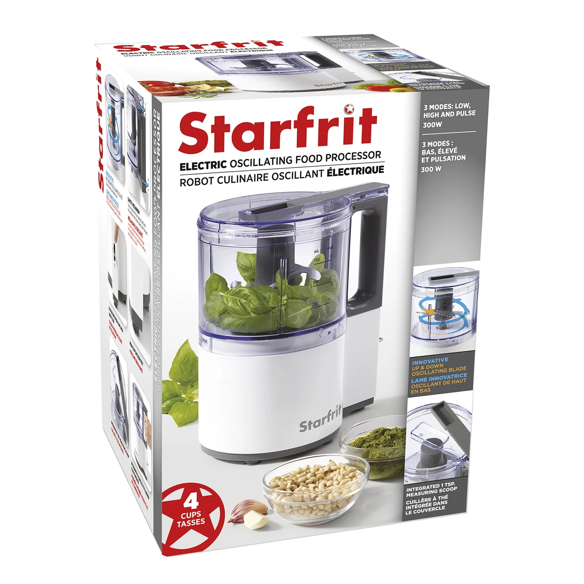 4-Cup 3-Speed Oscillating Food Processor, White J671