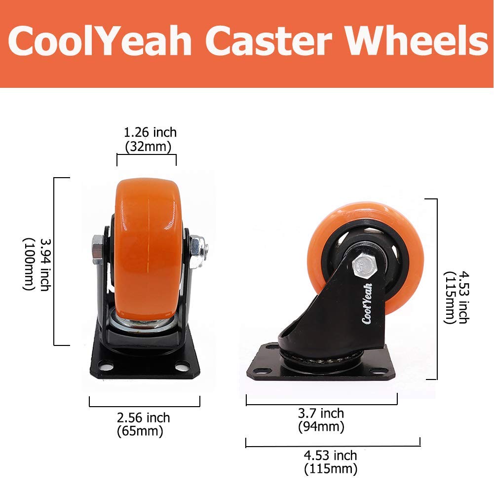 3 inch Swivel Plate PVC Caster Wheels, Pack of 8 Z6698