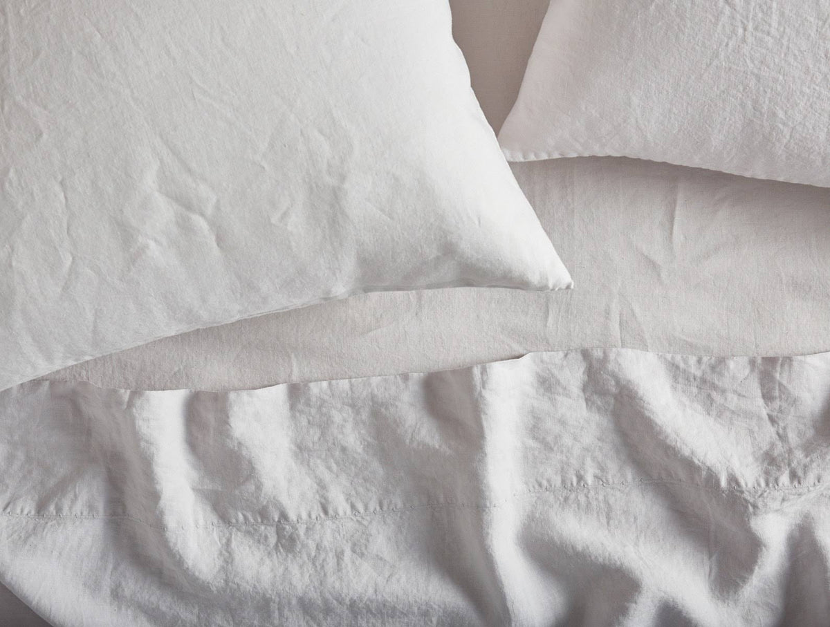 Organic Relaxed Linen Fitted Sheet King Harbor Blue C4349