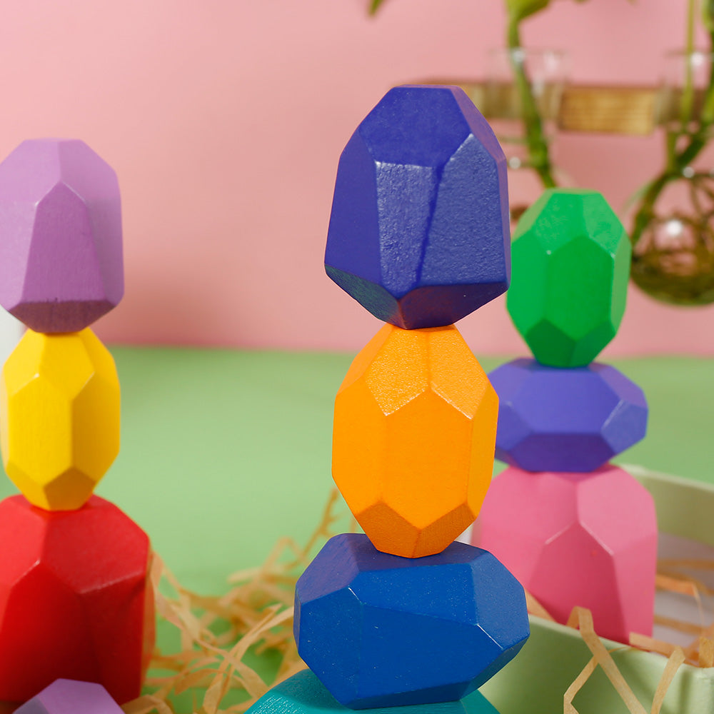 Kids Wooden Balancing Stone Stacking Building Block Toy S612456