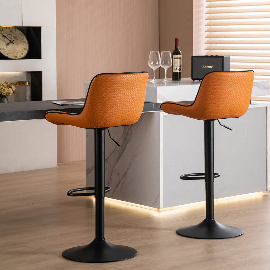 Adjustable Swivel Bar Stools Set of 2 Orange K1297