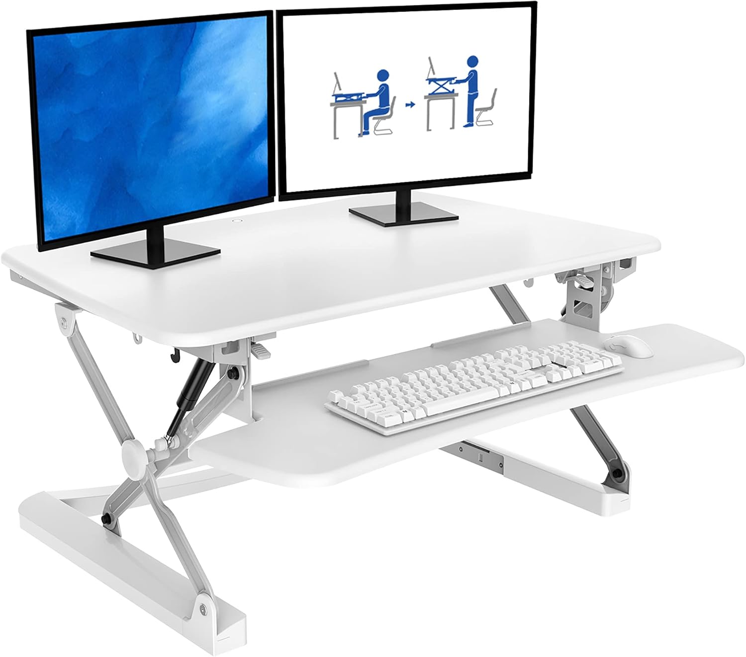 47" Black Standing Desk Converter with Keyboard Tray I36728
