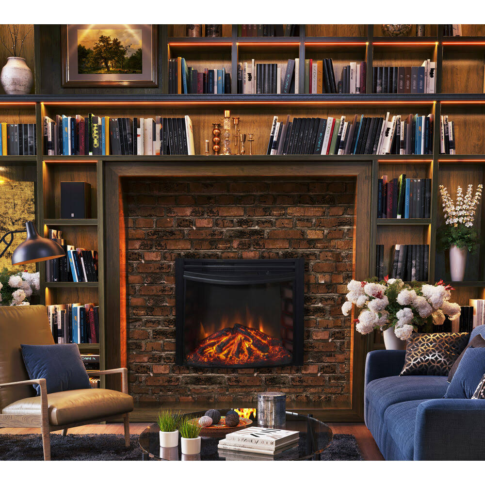 Freestanding Electric Curved Fireplace Heater Insert K563