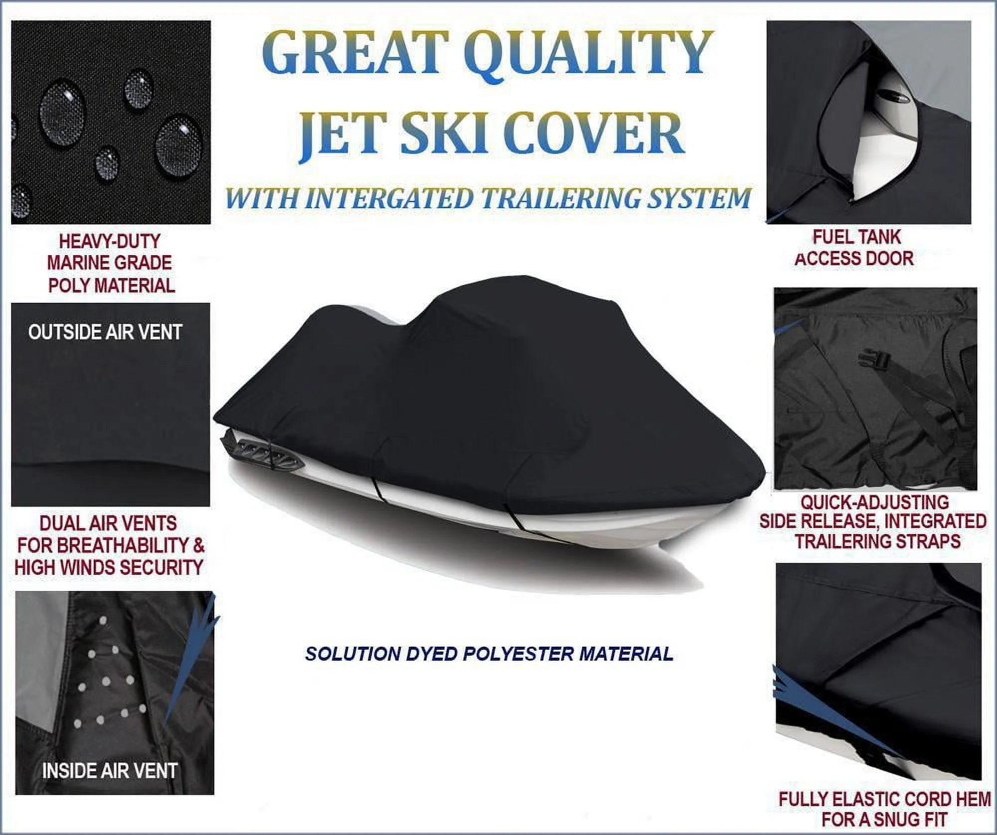 Black 600D Jet Ski Cover A87529