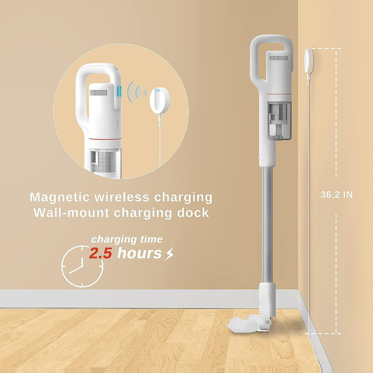 Cordless Stick Vacuum Cleaner, 23500Pa Suction, 60 Minutes Runtime, Lightweight Handheld Vacuum W12282