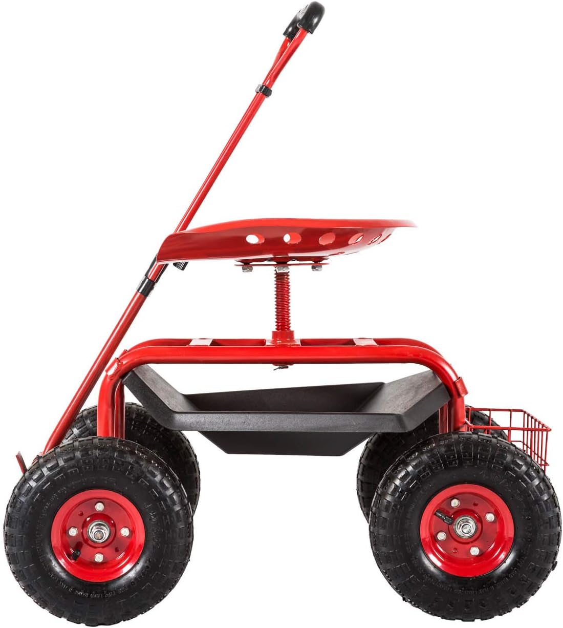 Rolling Utility Garden Cart Patio Wagon with Adjustable 360 Degree Swivel Seat Heavy Duty Steel Frame Q414
