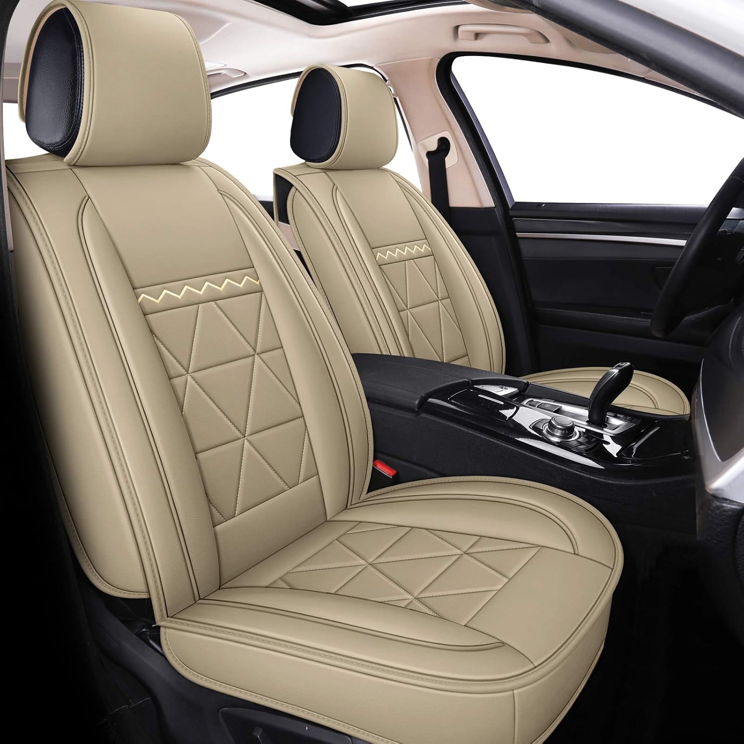 2 PCS Black Waterproof Faux Leather Car Seat Covers Q3020