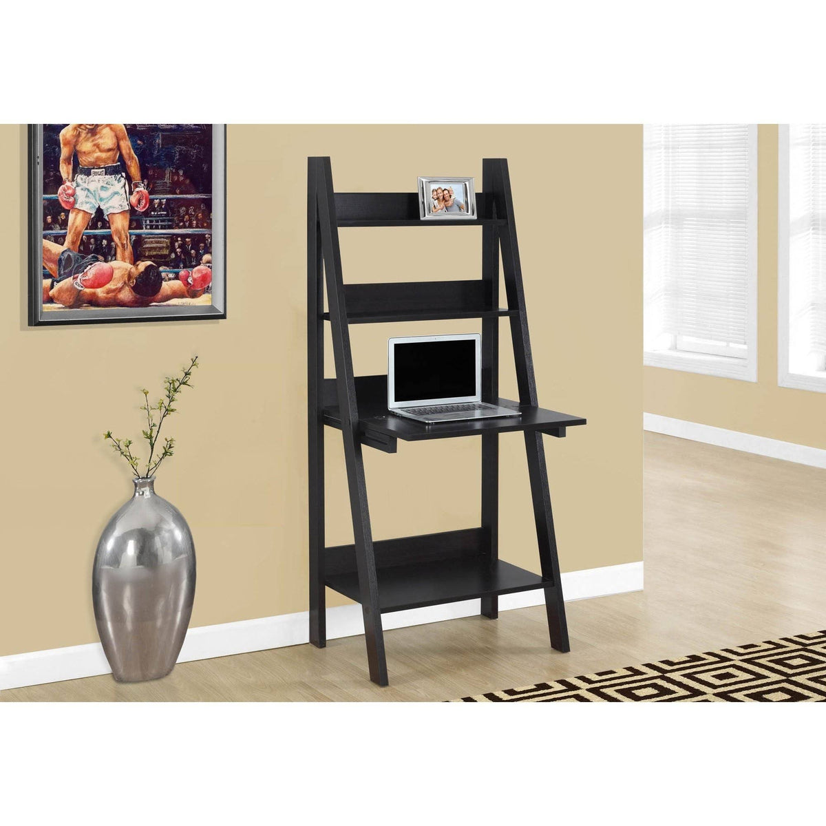 Cappuccino Ladder Desk Bookcase Wall Bookshelf Stand Shelf S334772