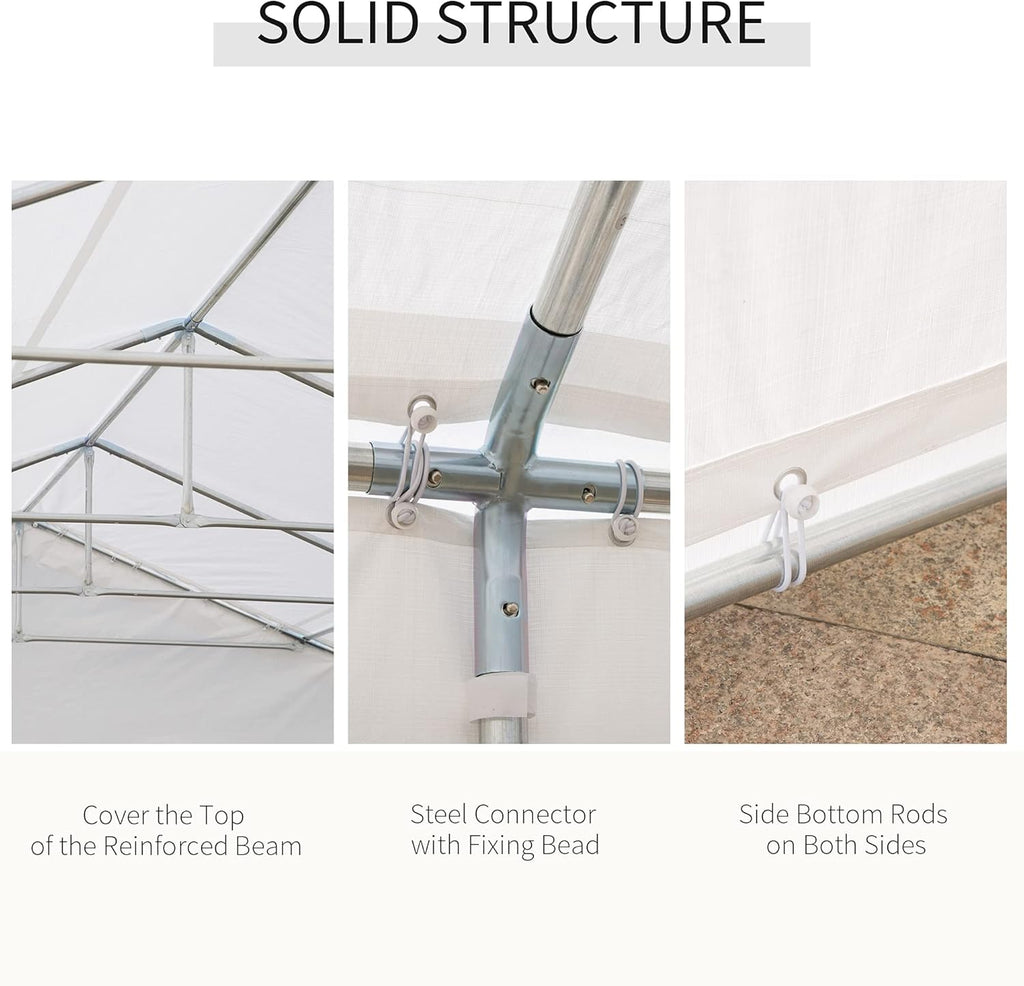 White Heavy Duty Carport Canopy with Removable Sidewalls and Windows P192688