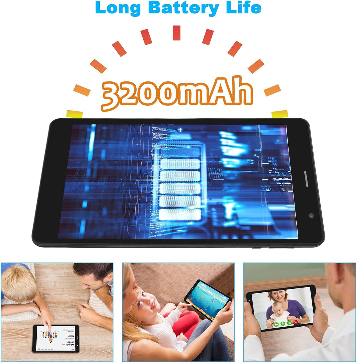 Tablet 8 inch 16GB Storage 128GB TF Expansion Android 11.0 Quad-core A7 Processor 800x1280 IPS HD Touchscreen Dual Camera WiFi Bluetooth H475682