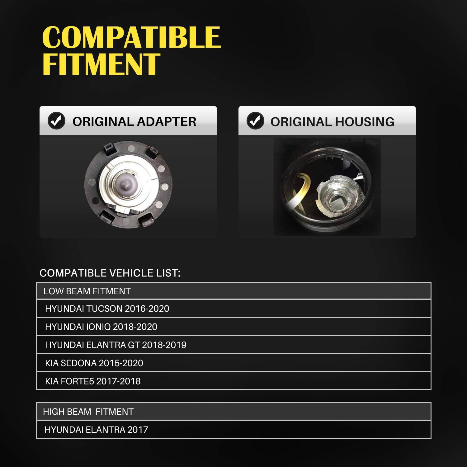 H7 LED Headlight Bulbs with Car Specific Adapters (2 Pack) W24398